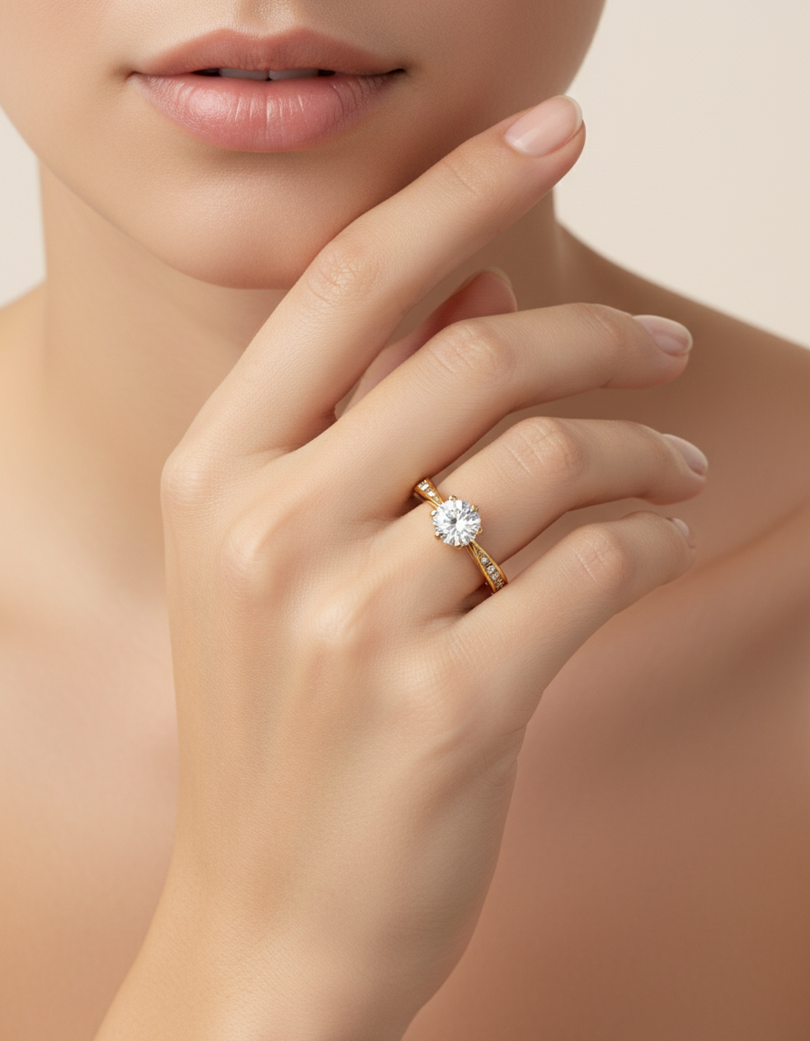Solitaire Crystal Ring