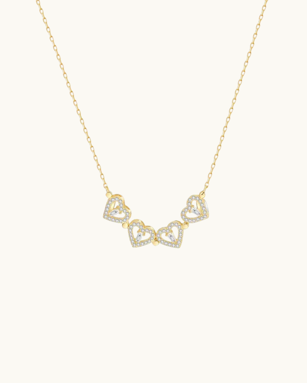 Four-Heart Geometric Necklace