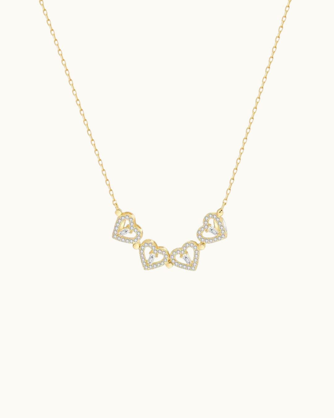 Four-Heart Geometric Necklace