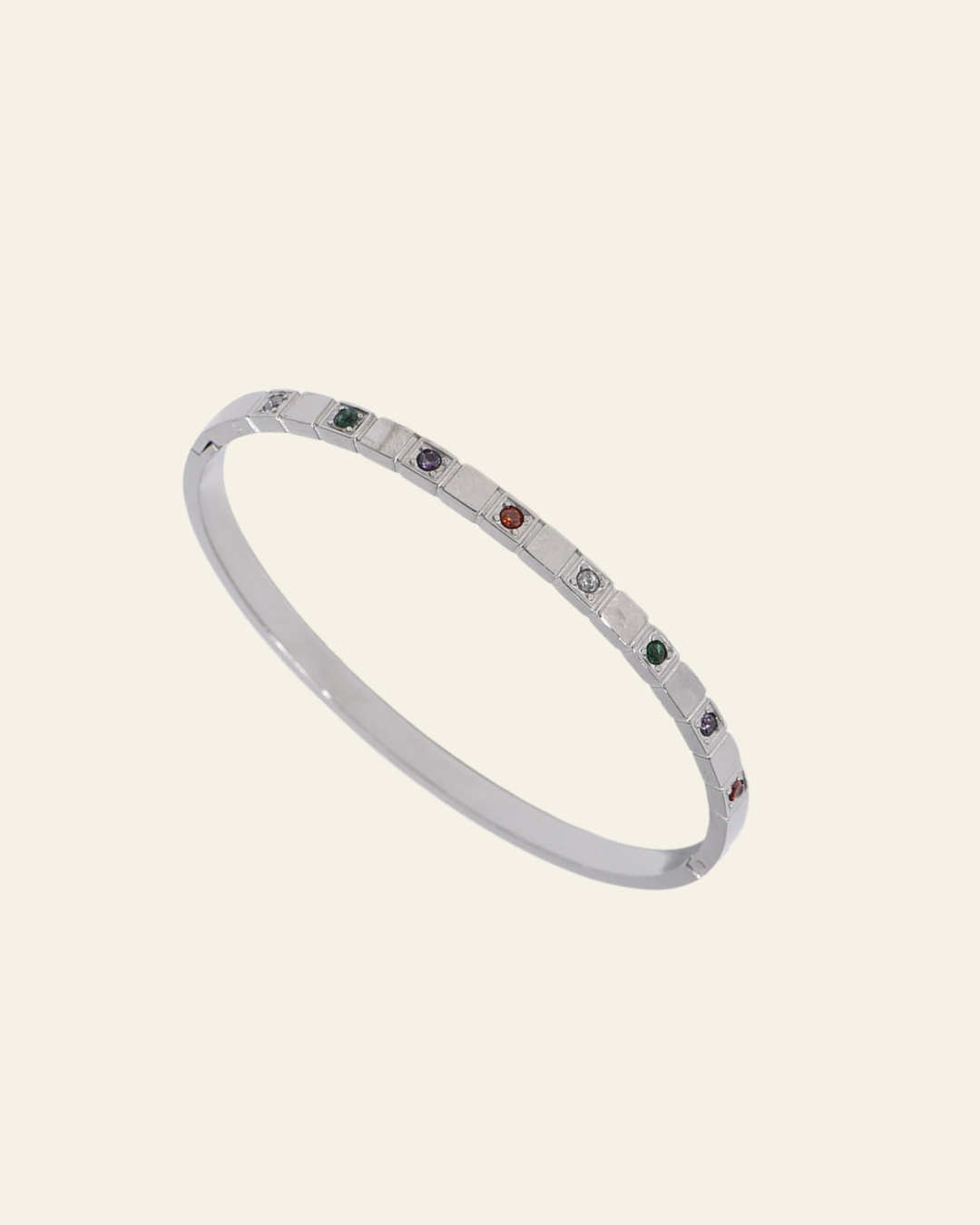 Celestial Radiance: Gemstone Accent Bangle