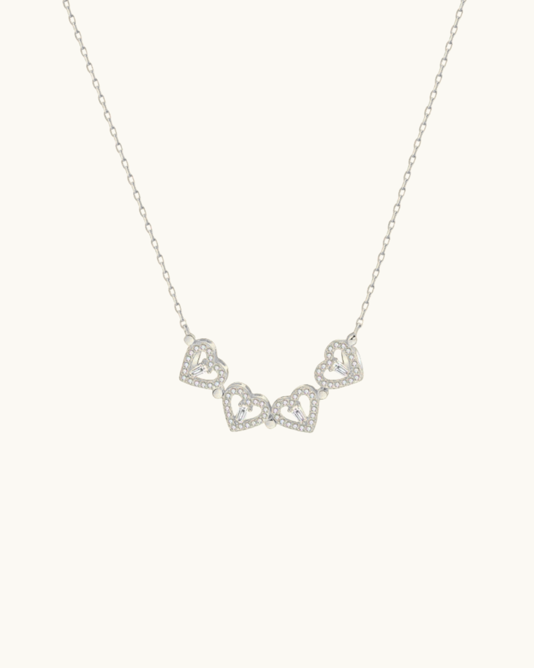 Four-Heart Geometric Necklace