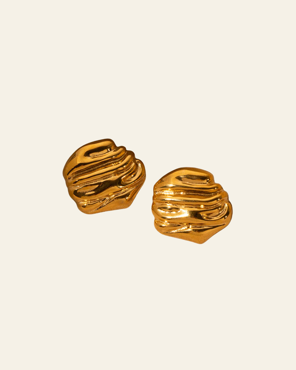 Rock Texture Gold Earrings