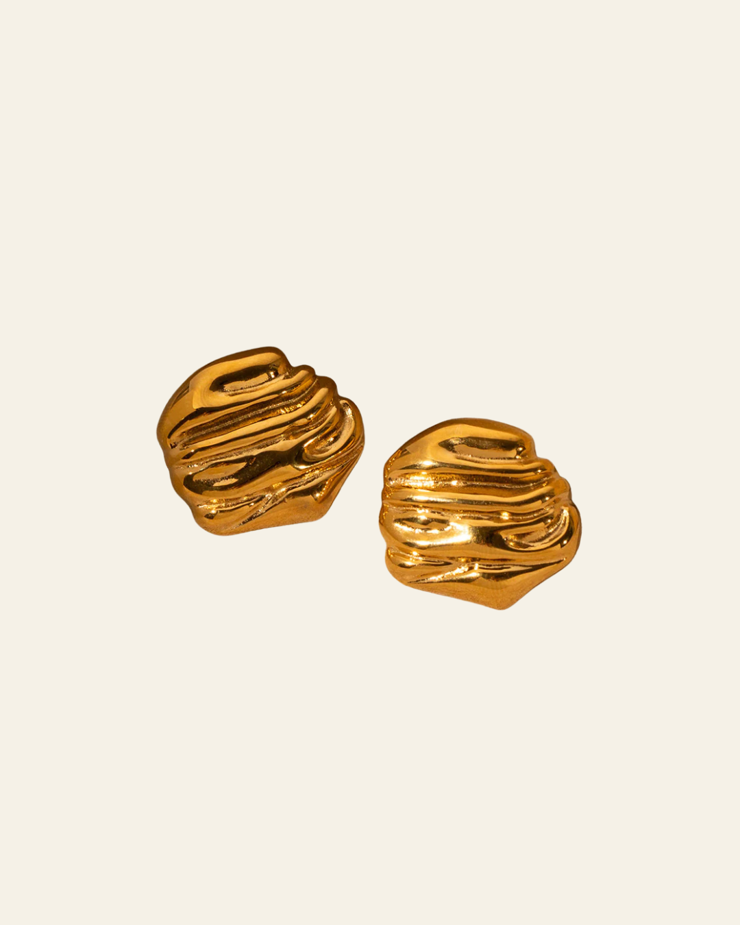 Rock Texture Gold Earrings