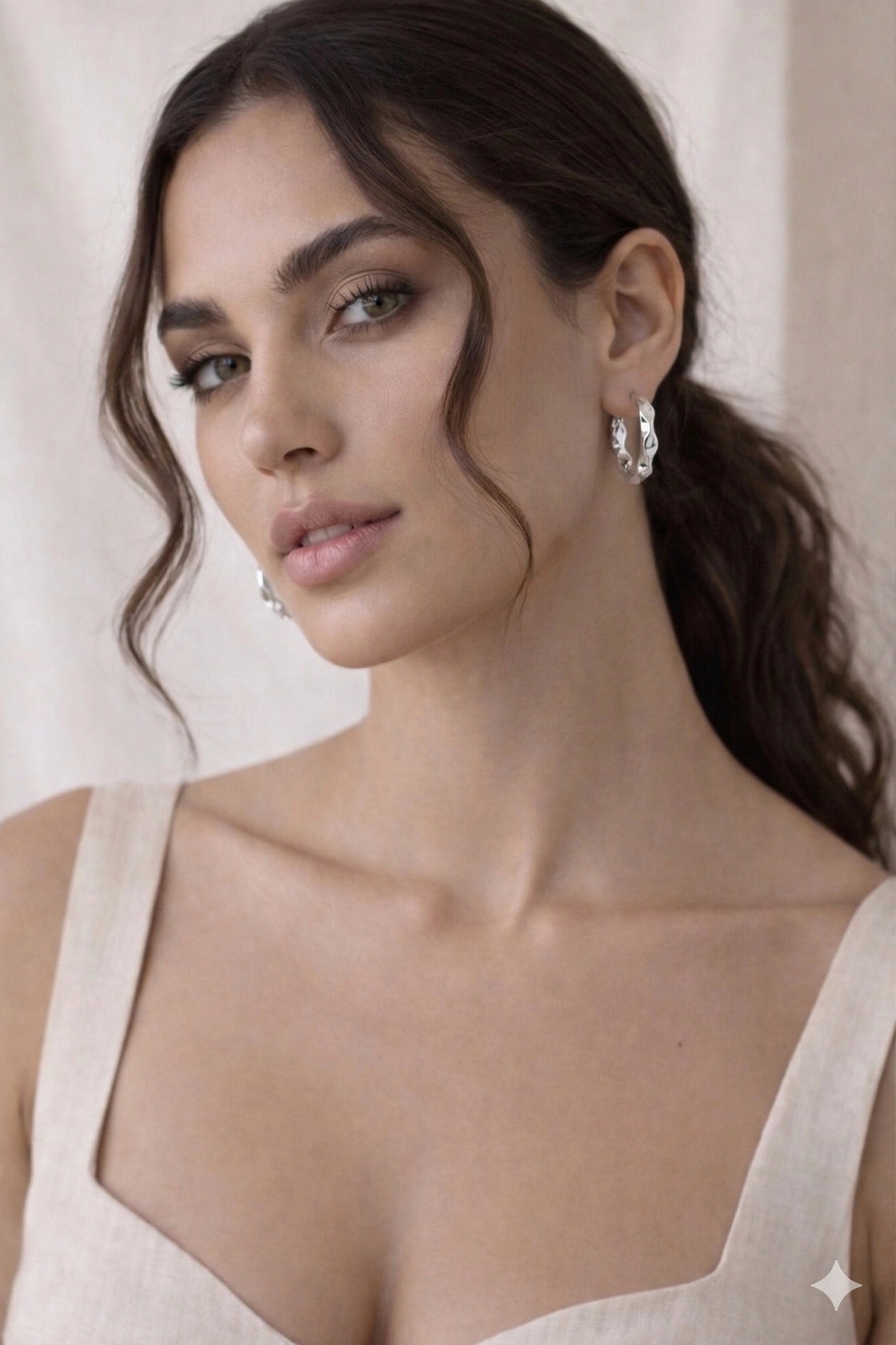 Butterfly Flower Hoop Earrings - Silver