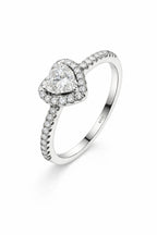 Heart Shape Zircon Rhodium Plated Ring