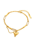 Elegant Titanium Steel Heart Charm Bracelet