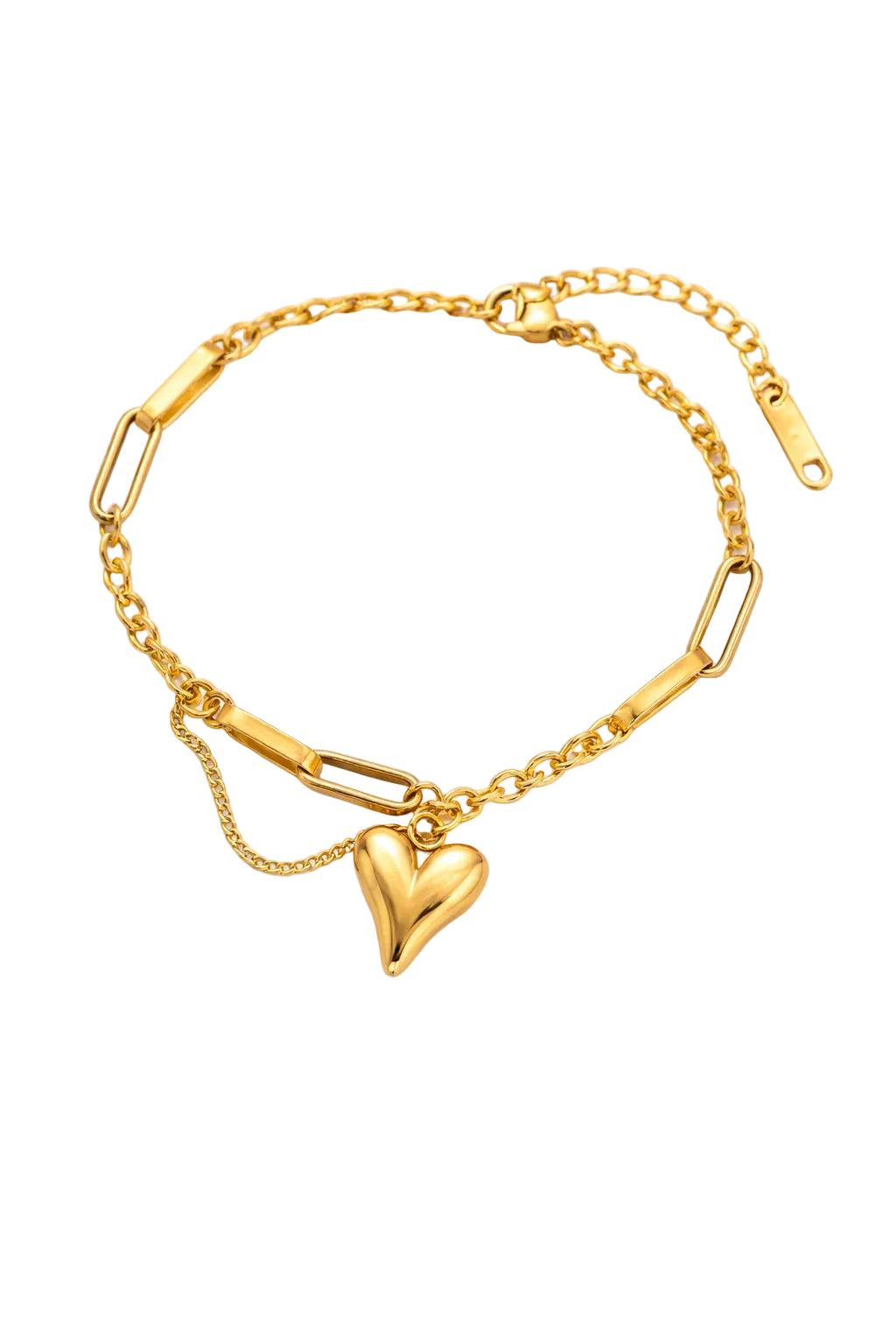 Elegant Titanium Steel Heart Charm Bracelet