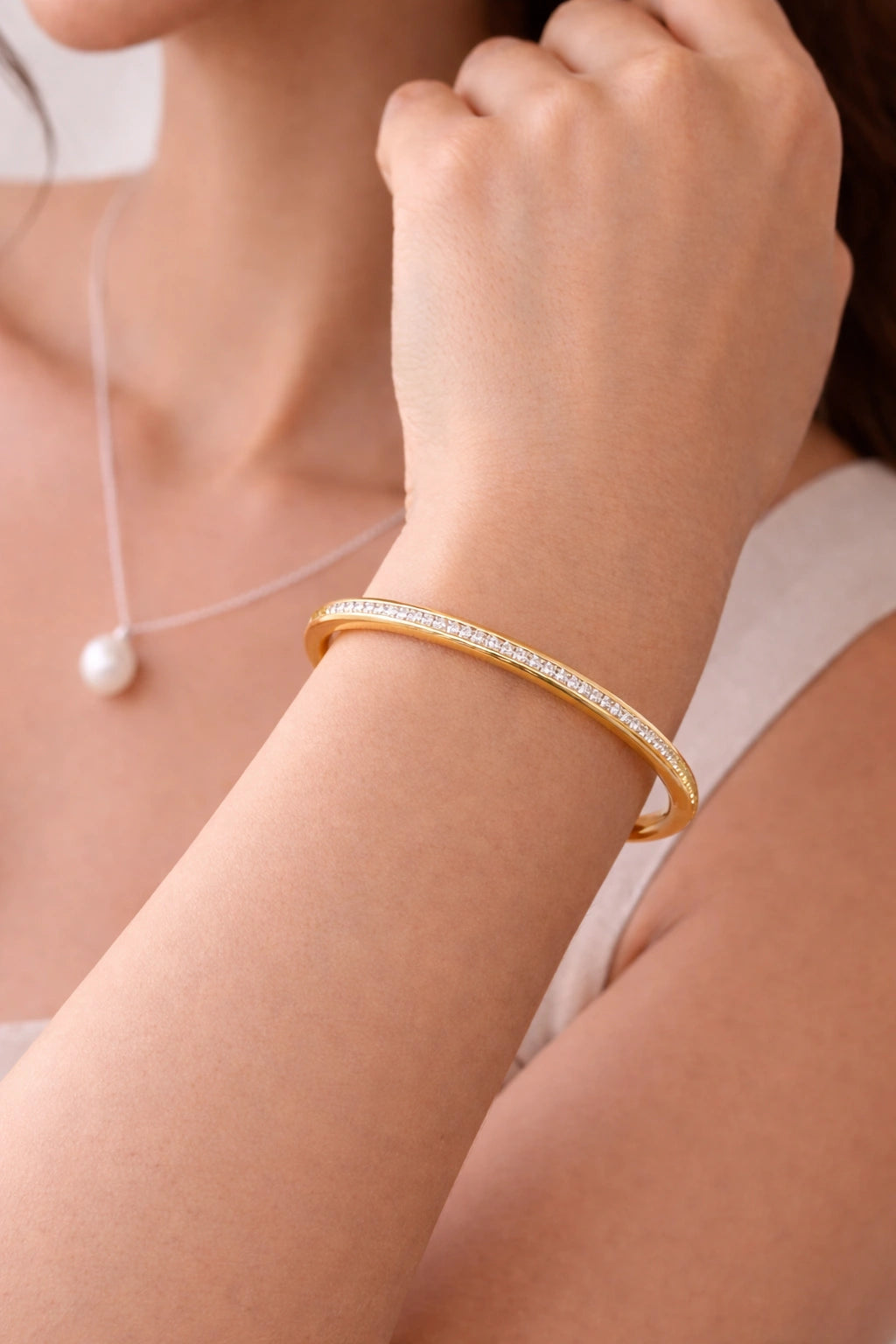Luminous Grace: Diamond Accent Bangle