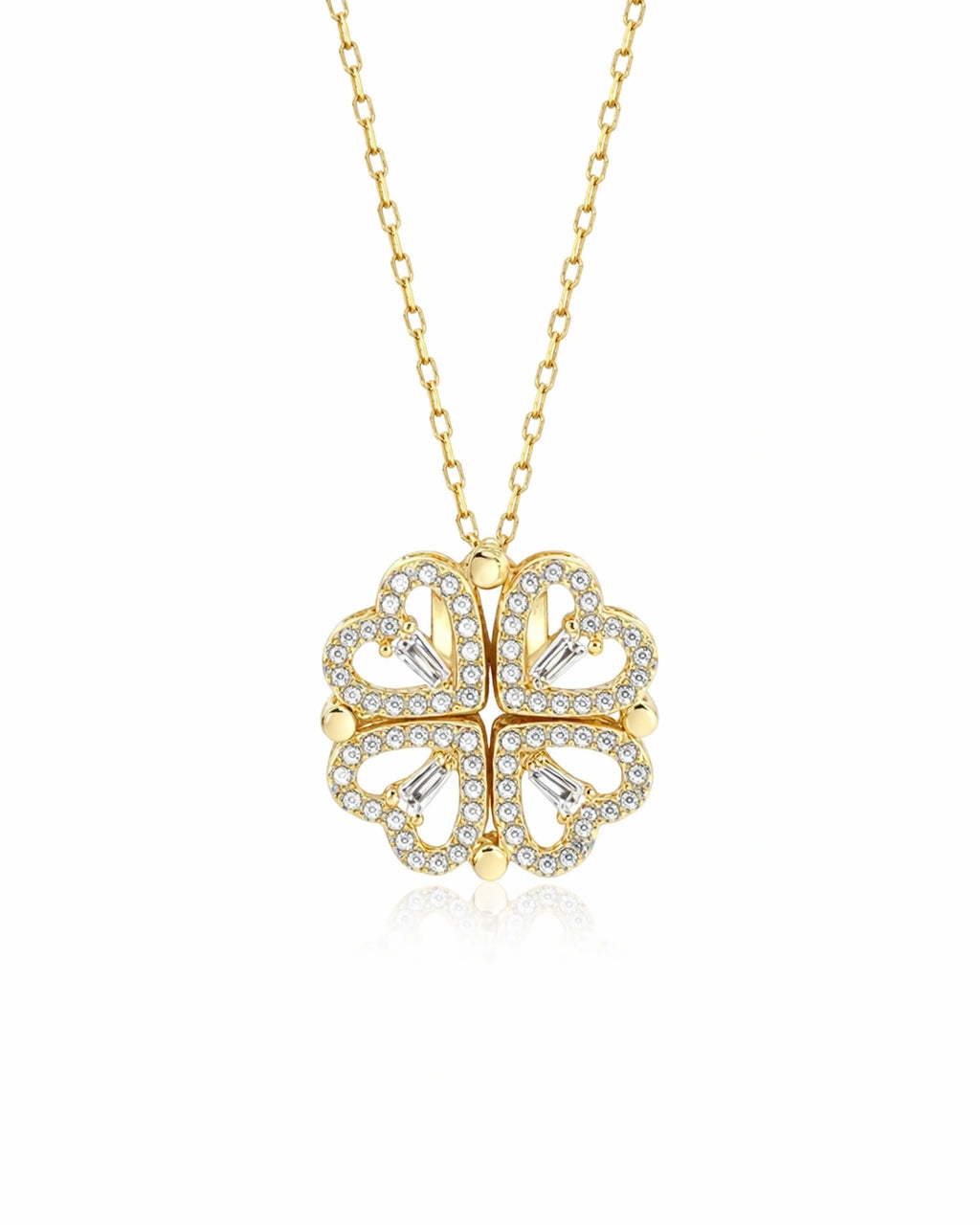 Four-Heart Geometric Necklace