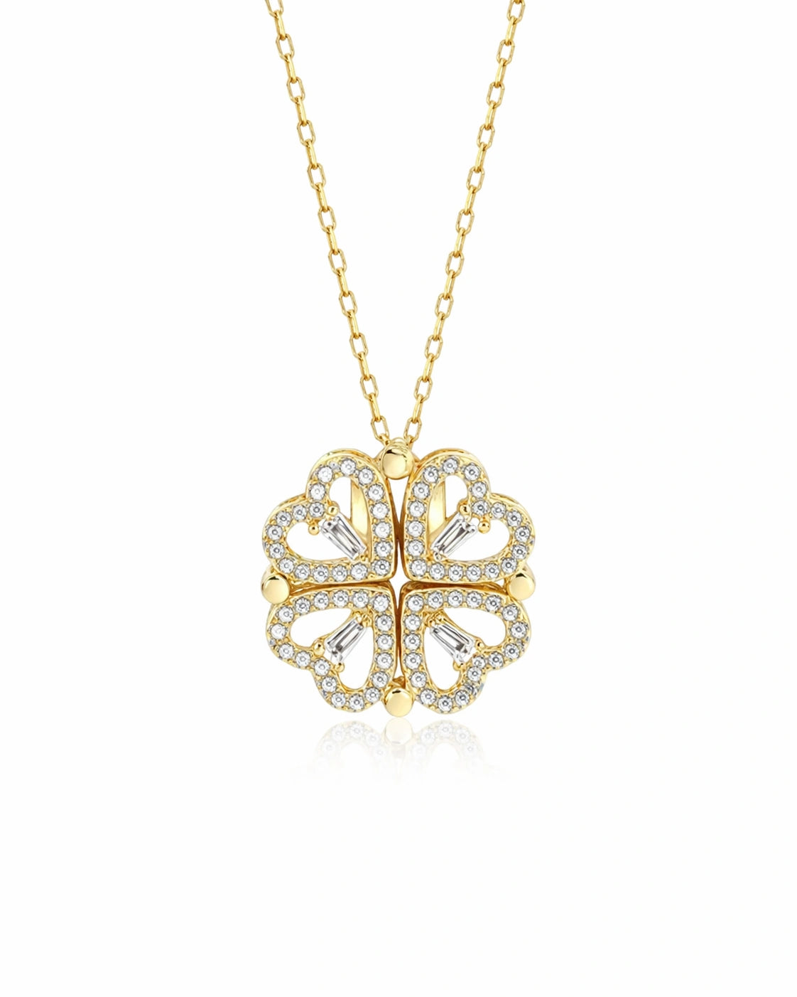 Four-Heart Geometric Necklace
