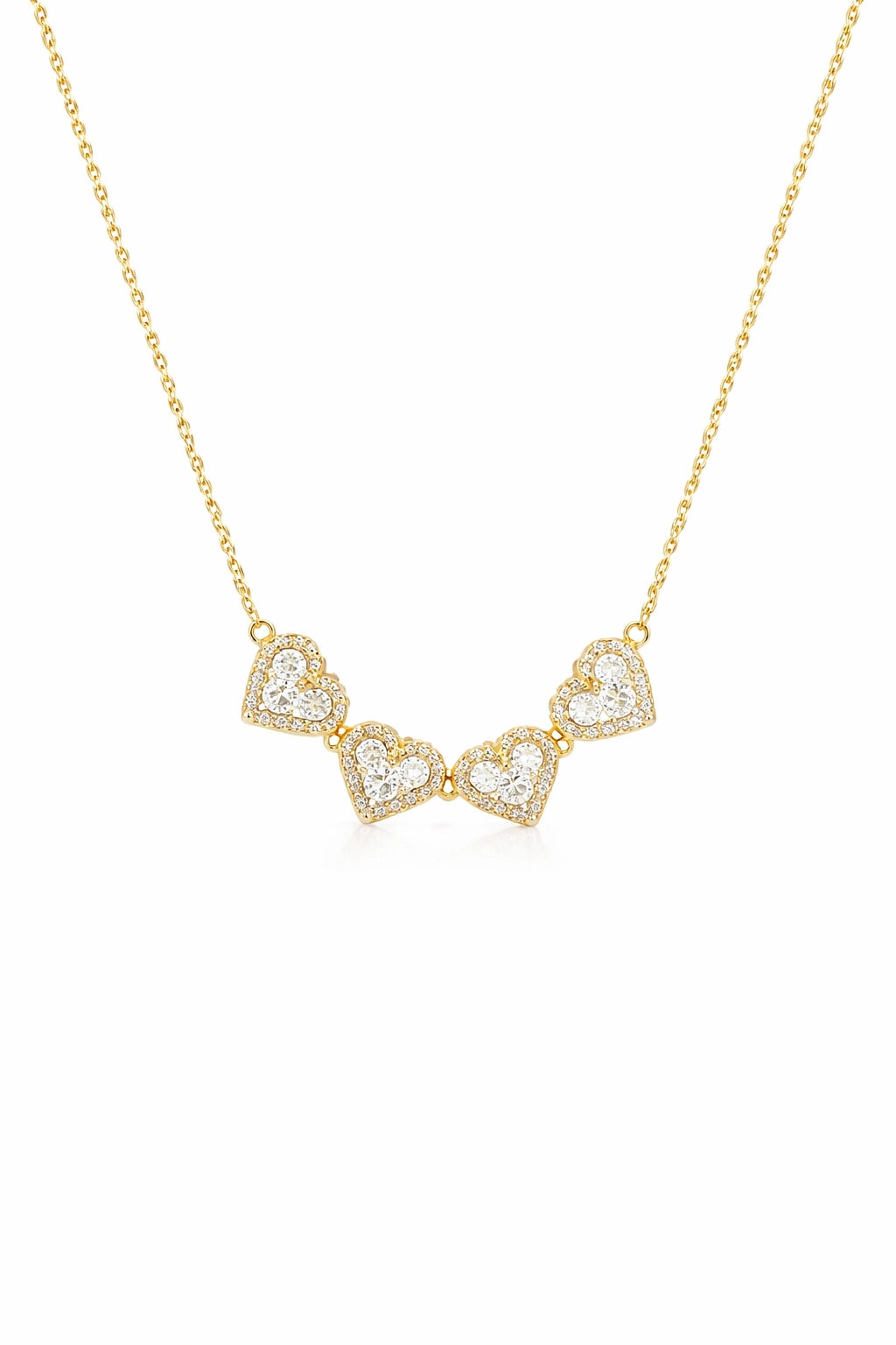 Four-Heart Geometric Necklace