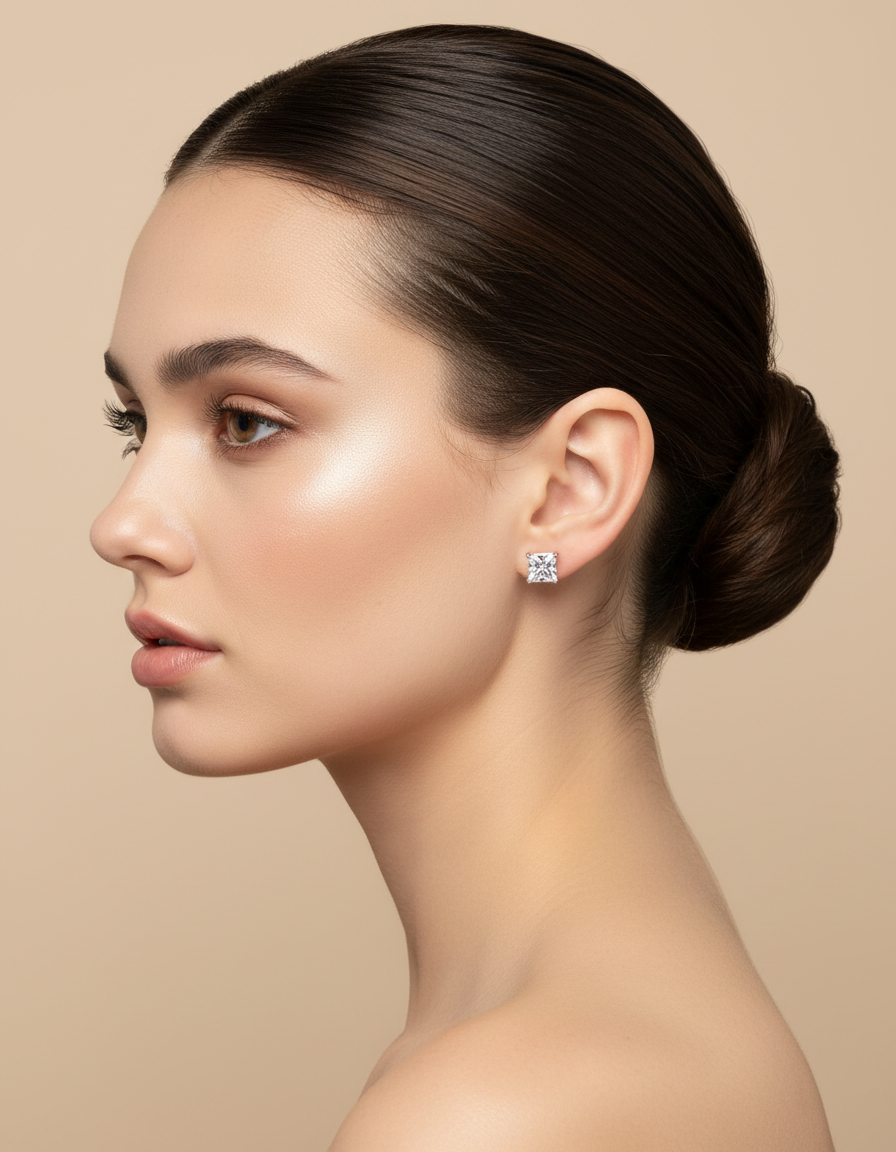 Zircon Square Stud Earrings