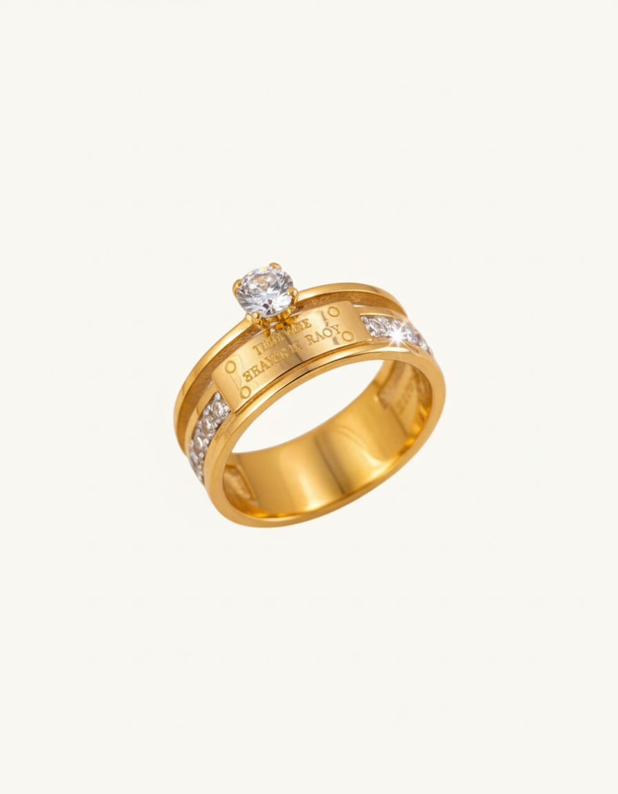 Wide Band Zircon Ring