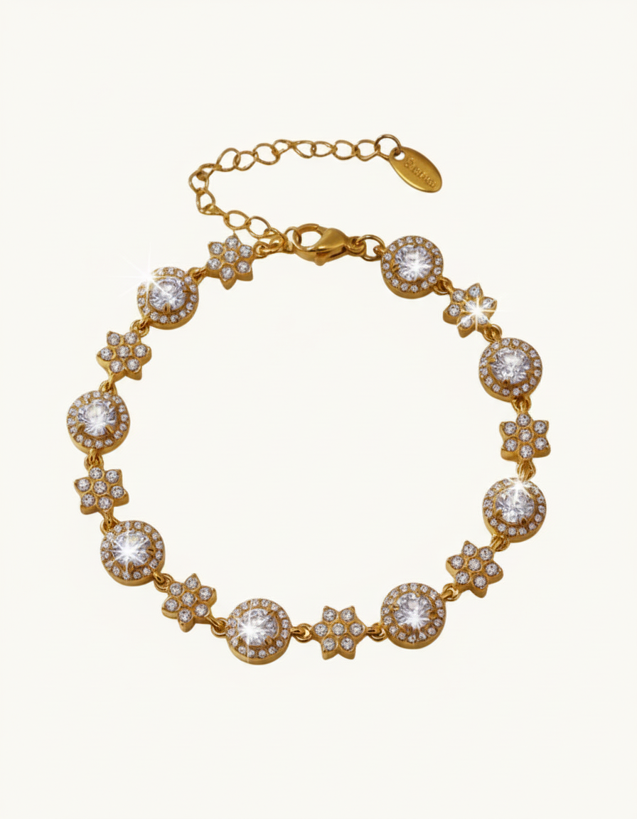 Six-Leaf Flower Zircon Bracelet