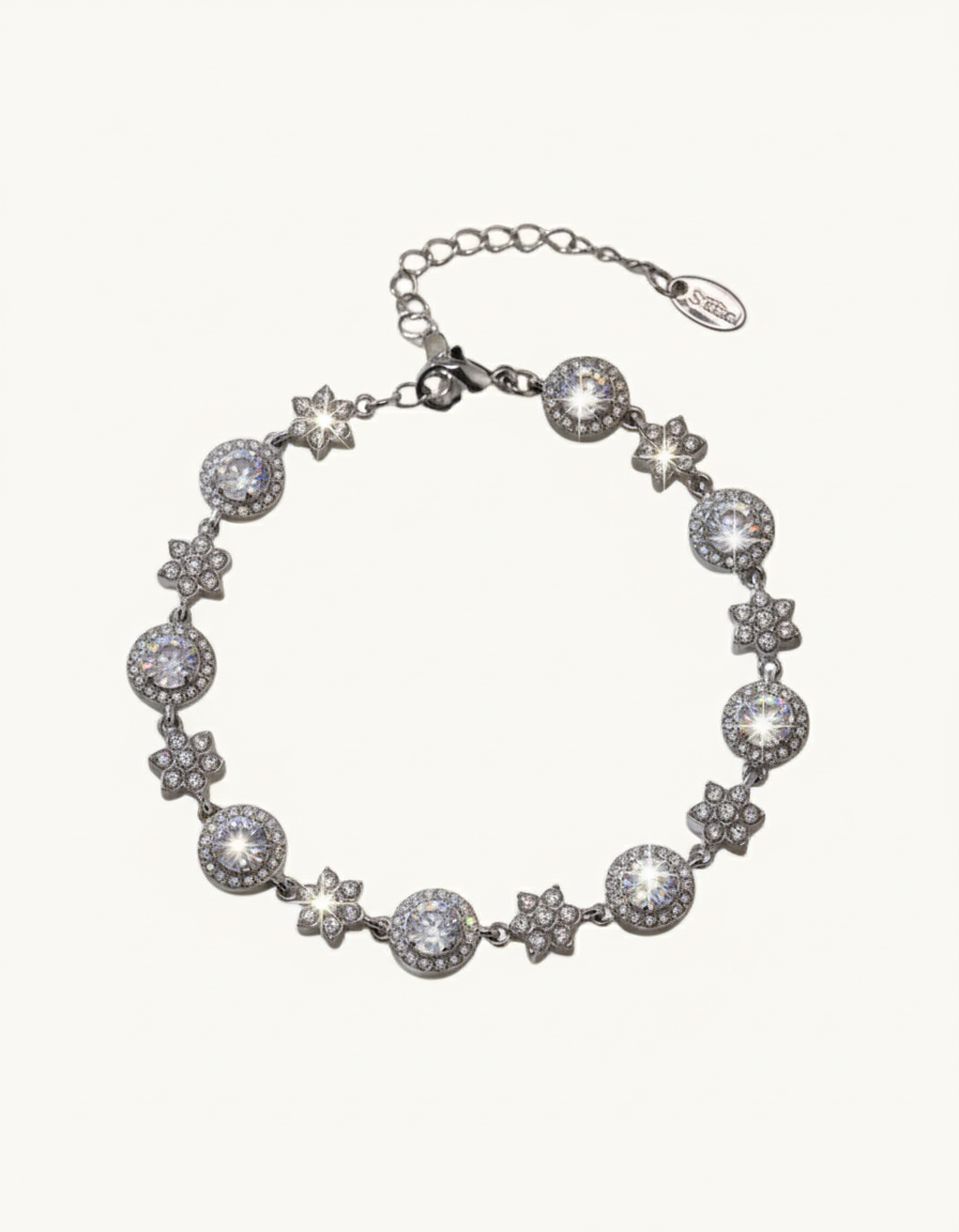 Six-Leaf Flower Zircon Bracelet