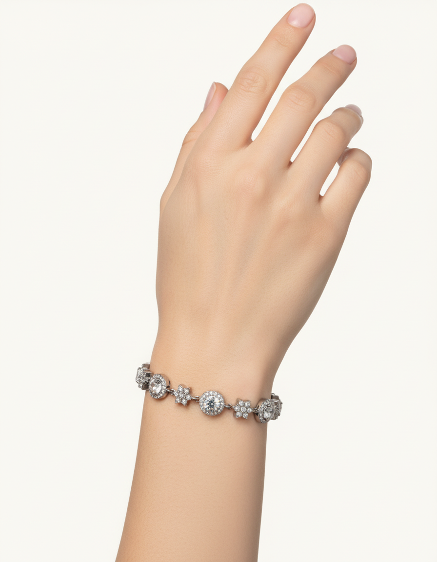 Six-Leaf Flower Zircon Bracelet