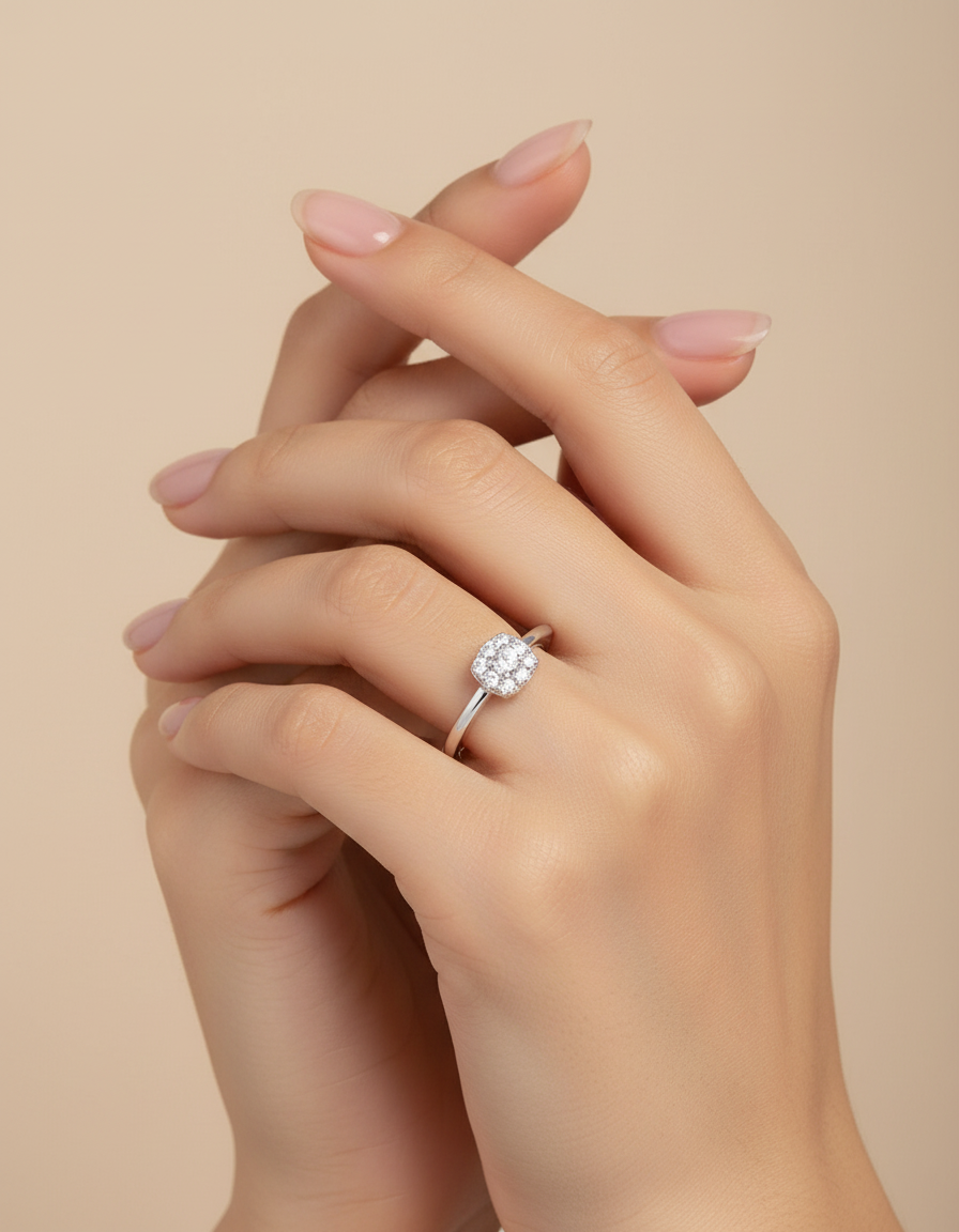 Elegant Square Zircon Ring