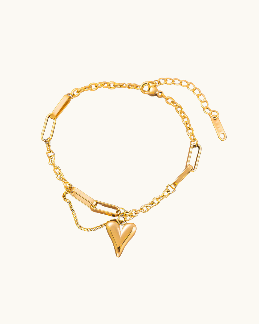 Elegant Titanium Steel Heart Charm Bracelet