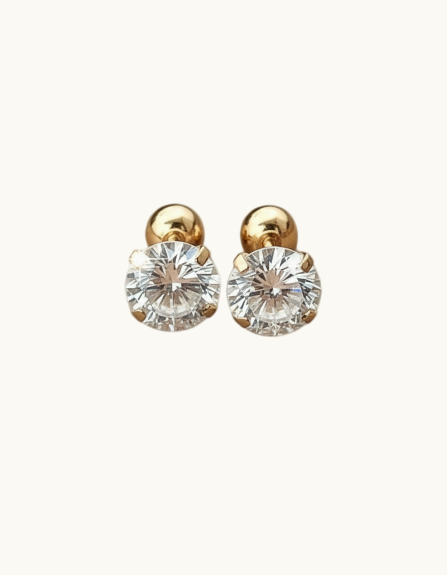 Round Zircon Stud Earrings