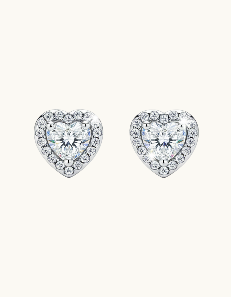 Heart Zircon Stud Earrings