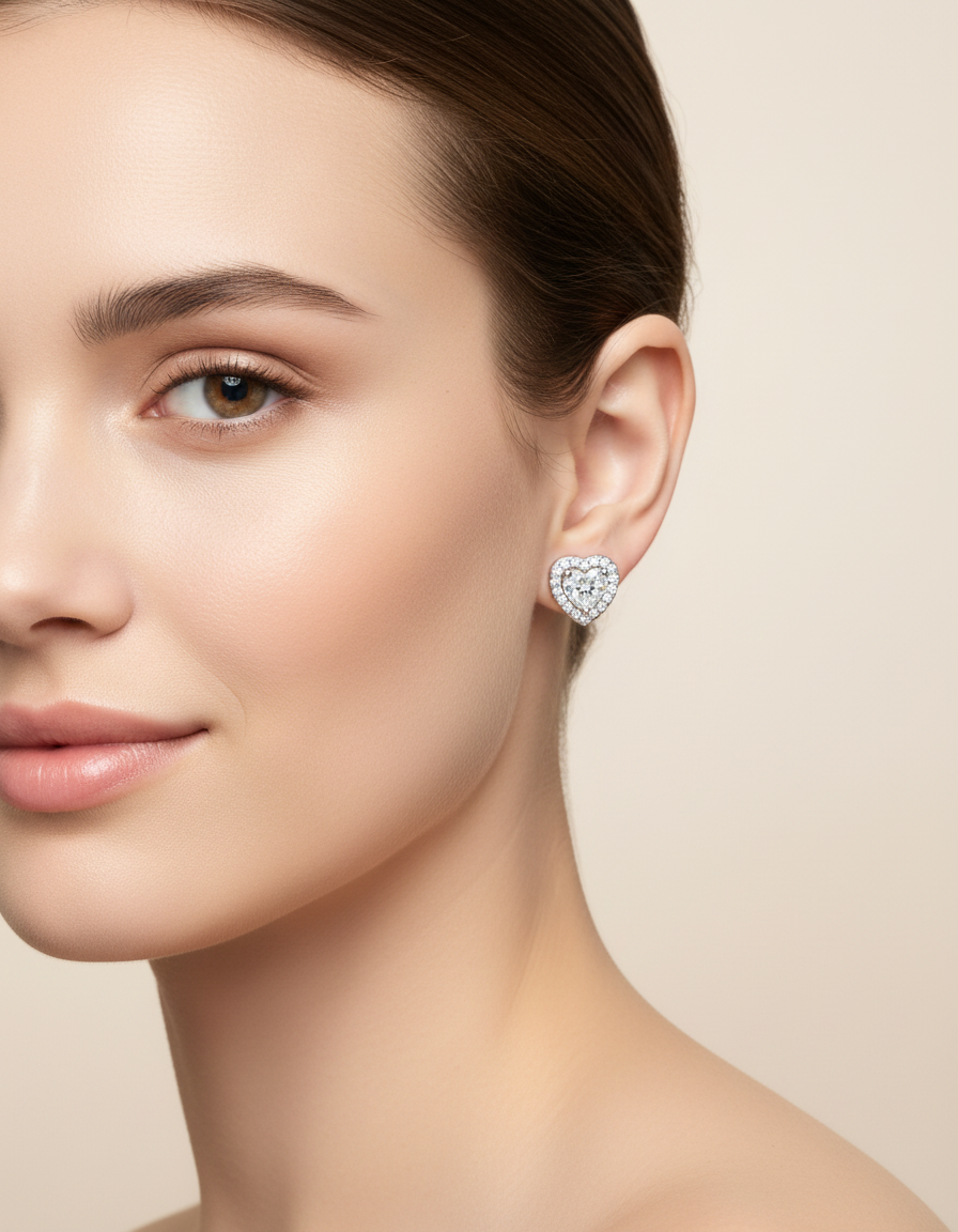 Heart Zircon Stud Earrings