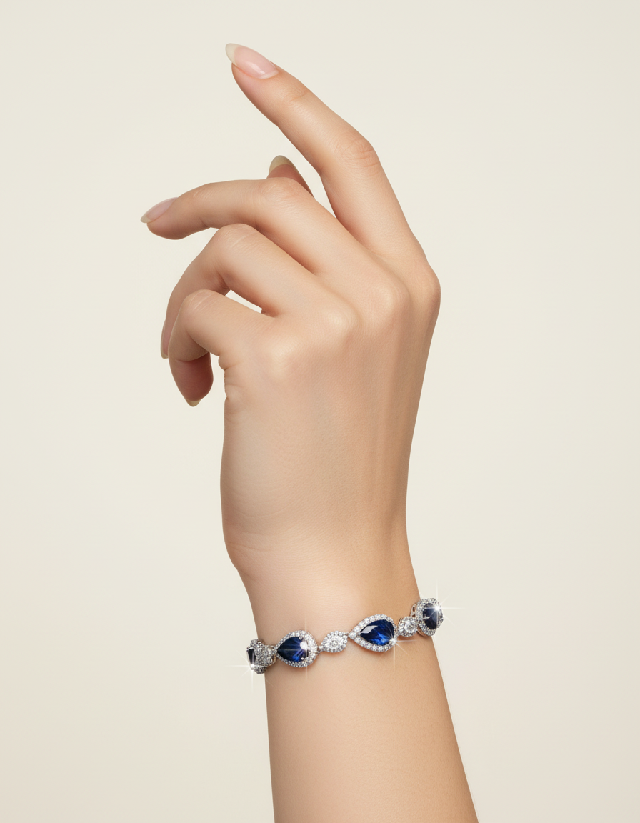 Vintage Blue Crystal Water Drop Bracelet