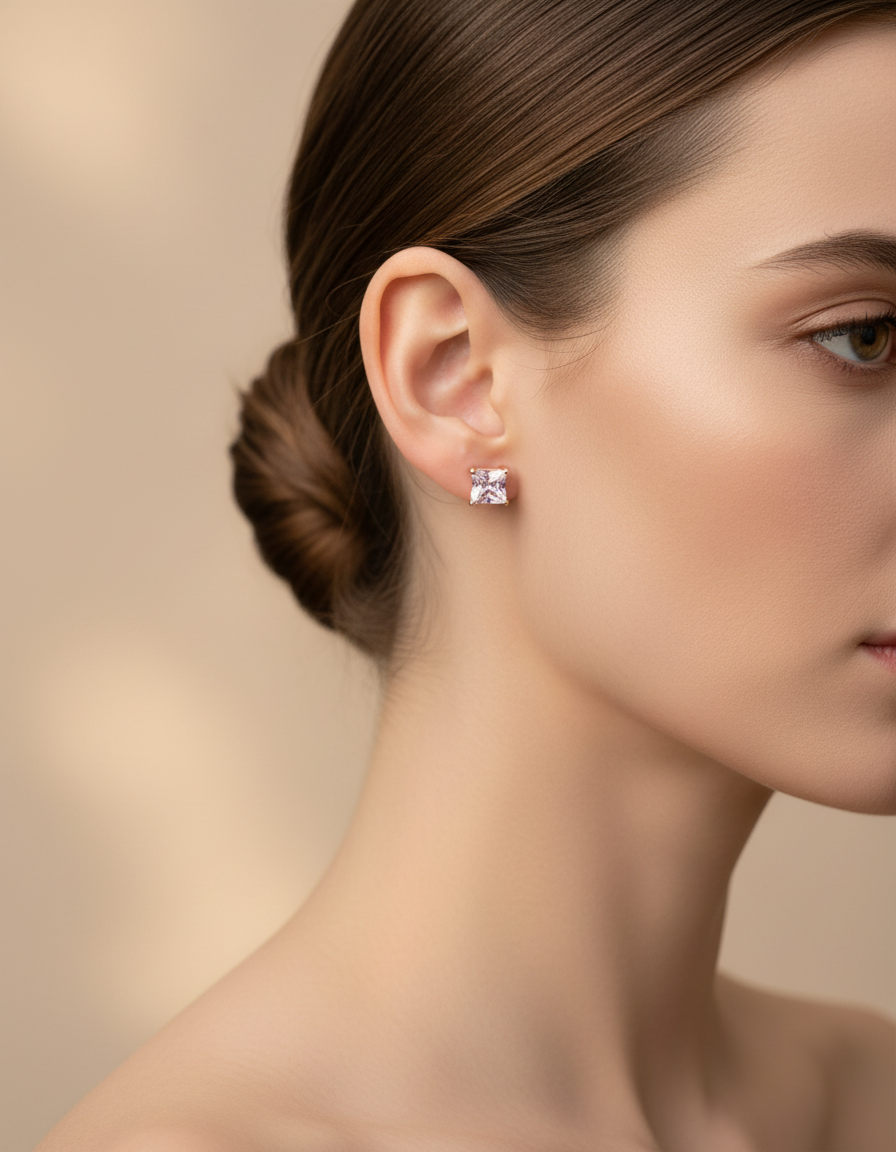 Zircon Square Stud Earrings