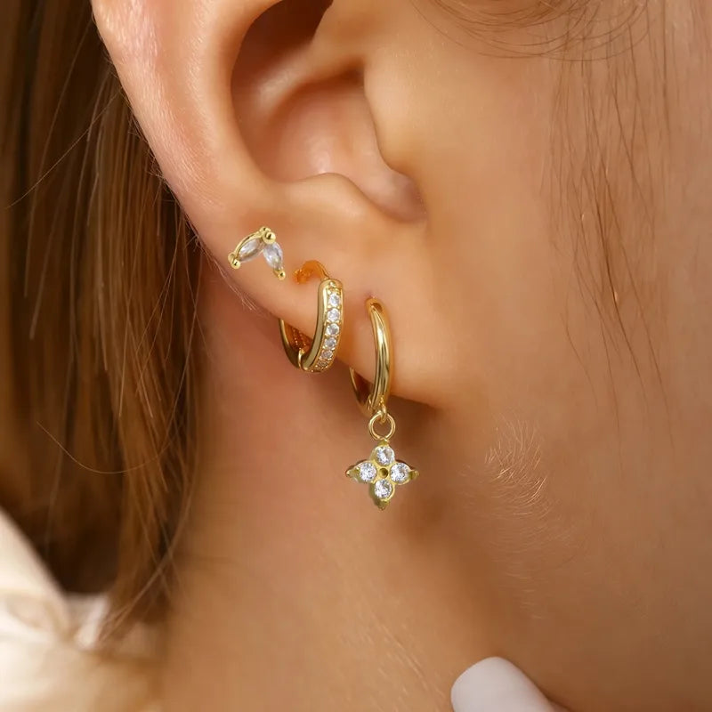 Four-Leaf Clover Earring Set (3-Piece)