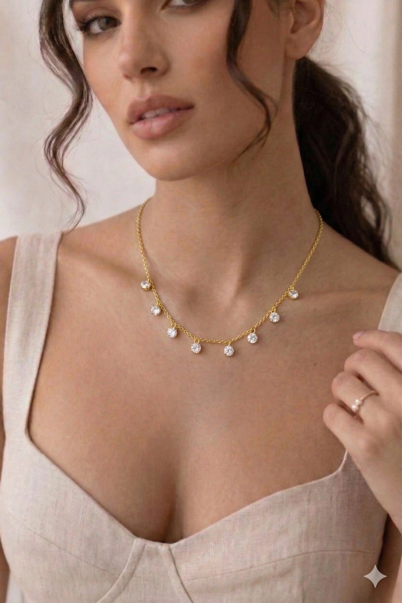 925 Sterling Silver Rose Gold Zircon Necklace