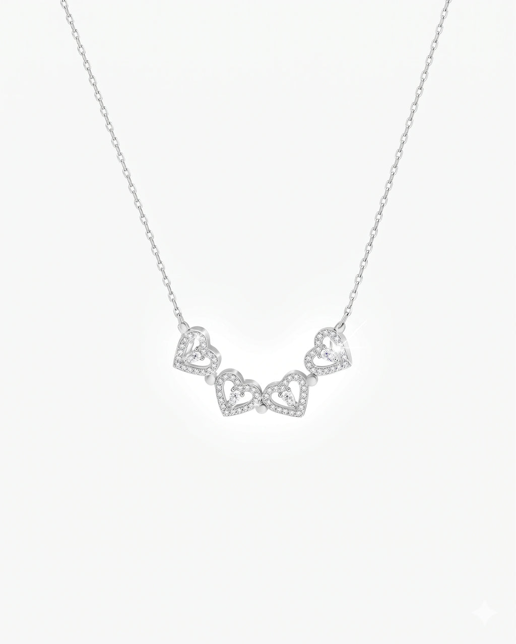 Four-Heart Geometric Necklace