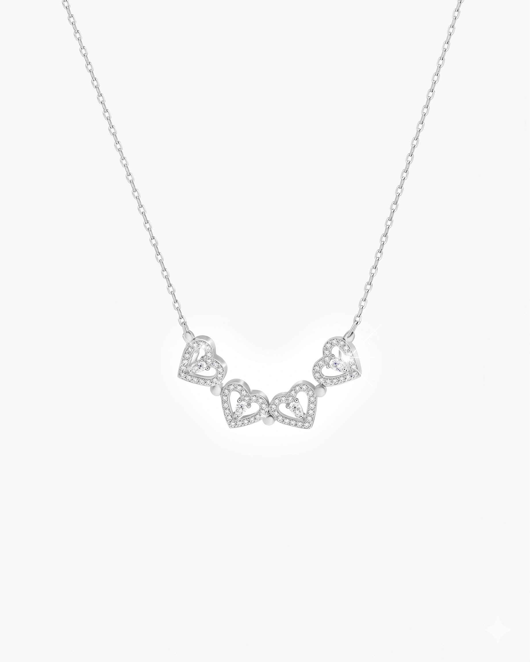 Four-Heart Geometric Necklace