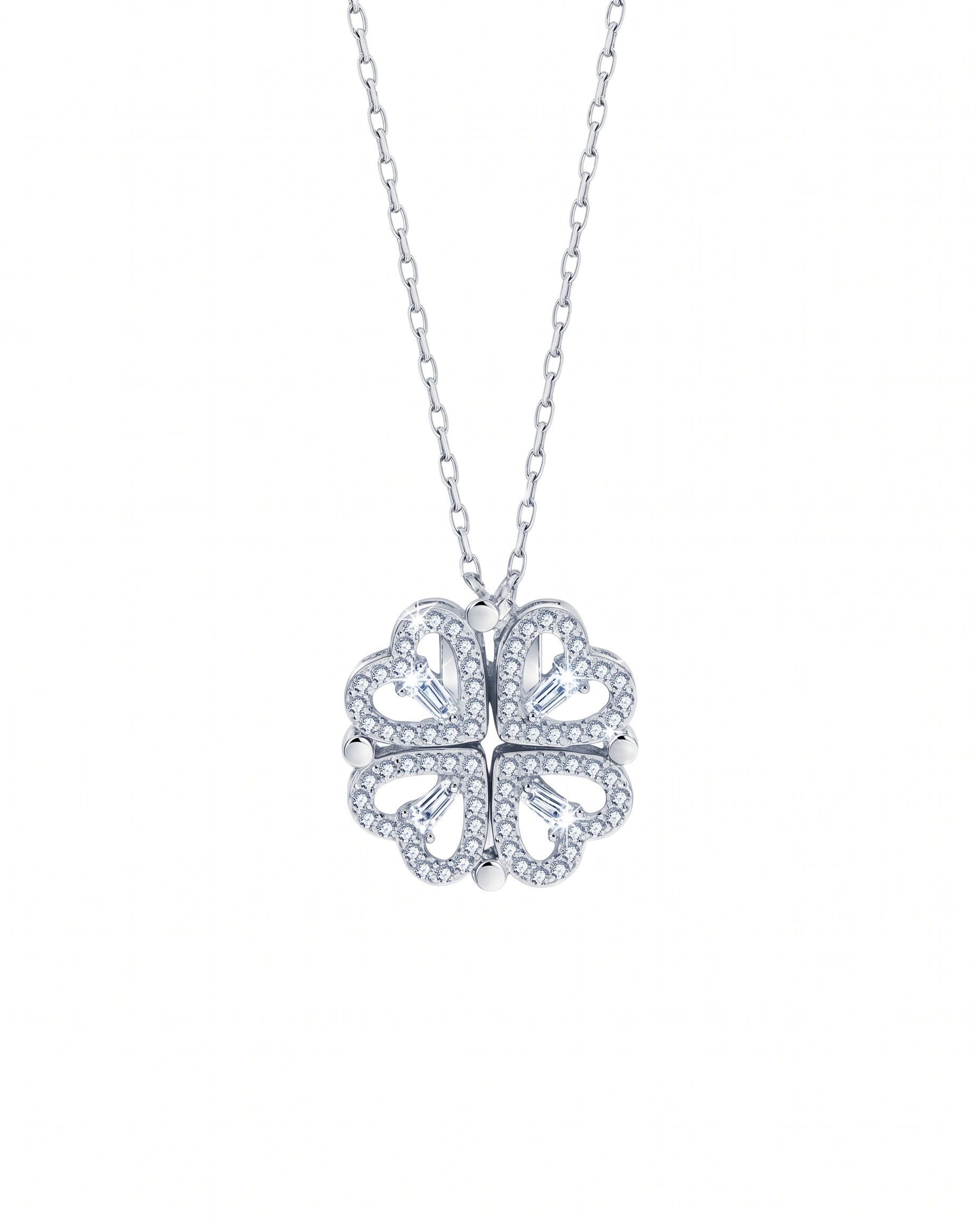 Four-Heart Geometric Necklace