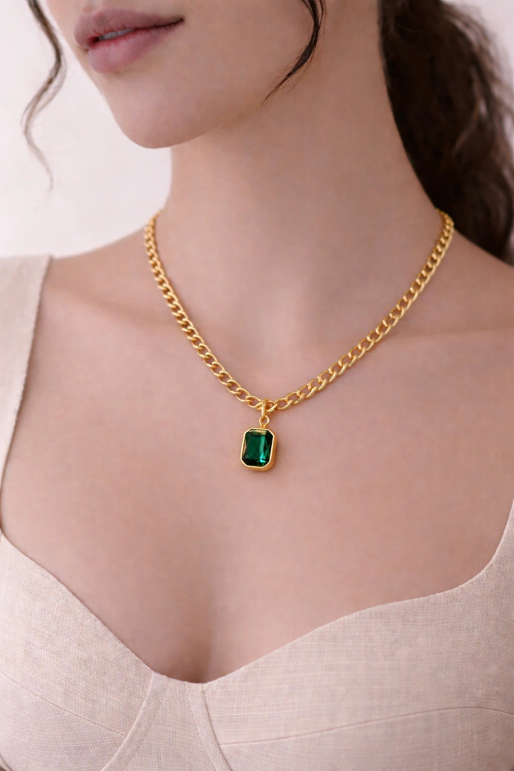 Green Zircon Pendant Necklace
