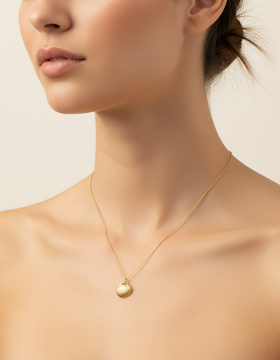 925 Sterling Silver Gold-Plated Shell Necklace