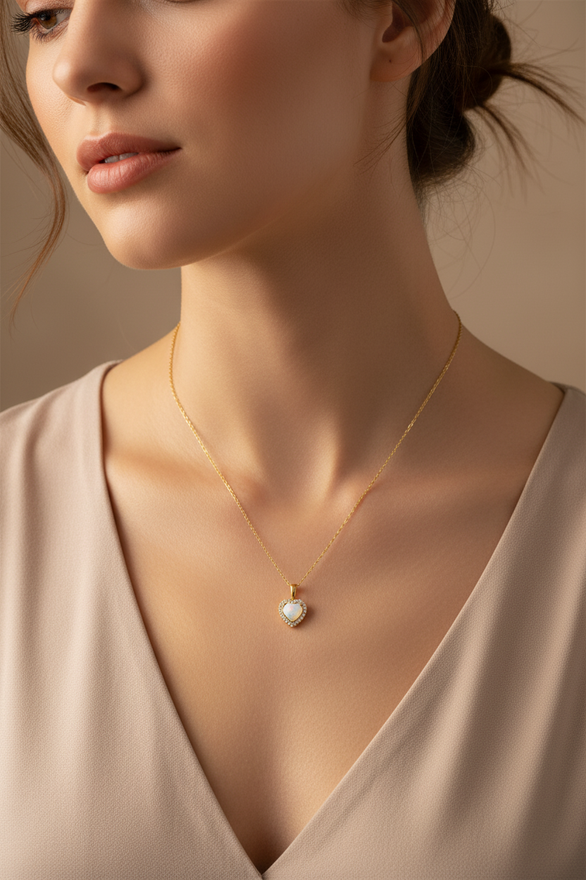 S925 Sterling Silver 14K Gold Heart Necklace