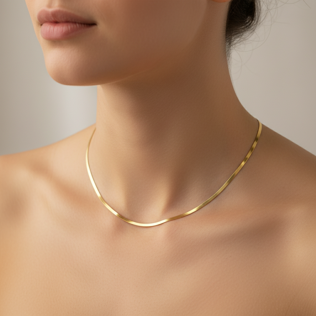 18K Gold Blade Chain Necklace