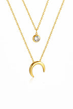 Moon & White Diamond Pendant Necklace