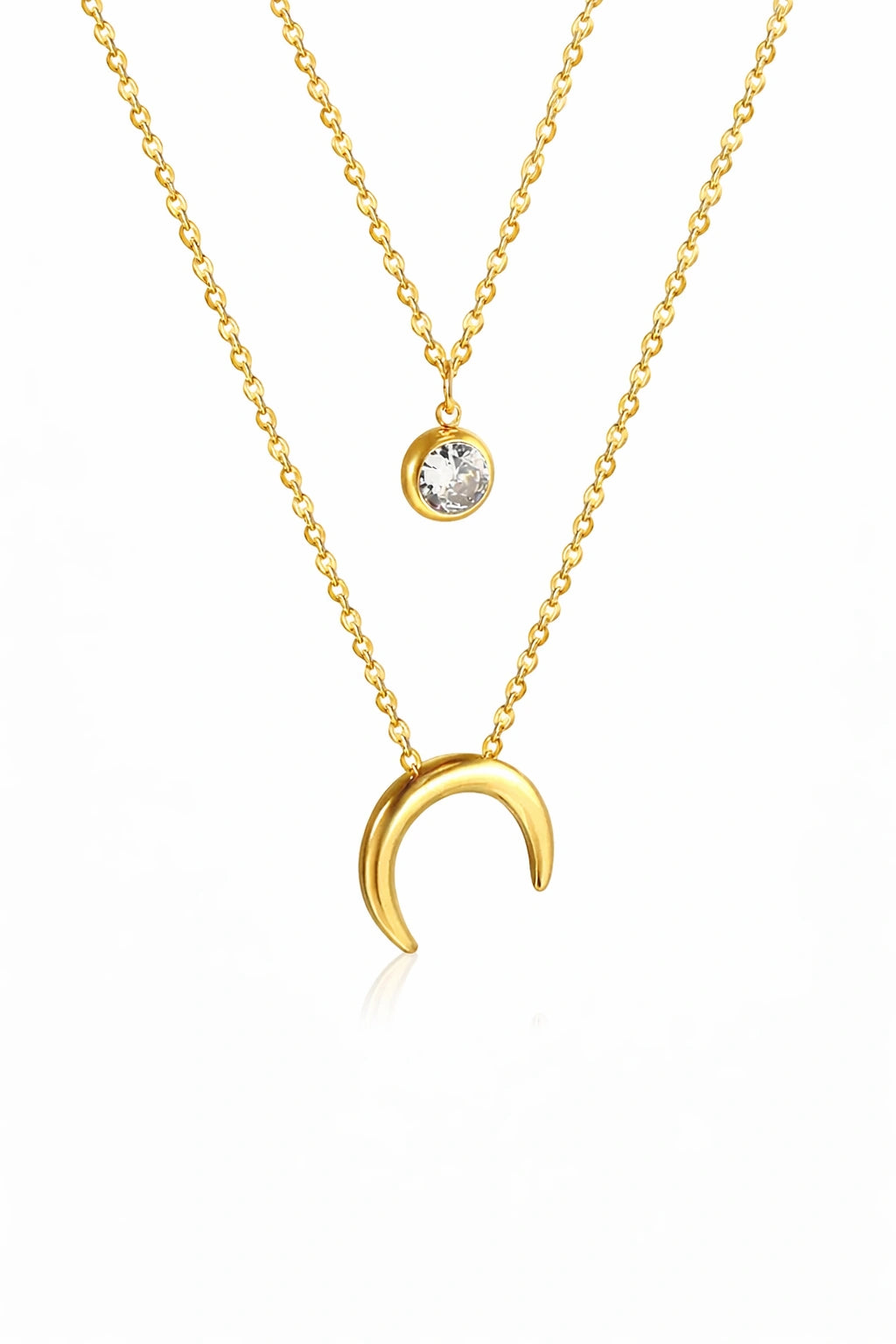 Moon & White Diamond Pendant Necklace
