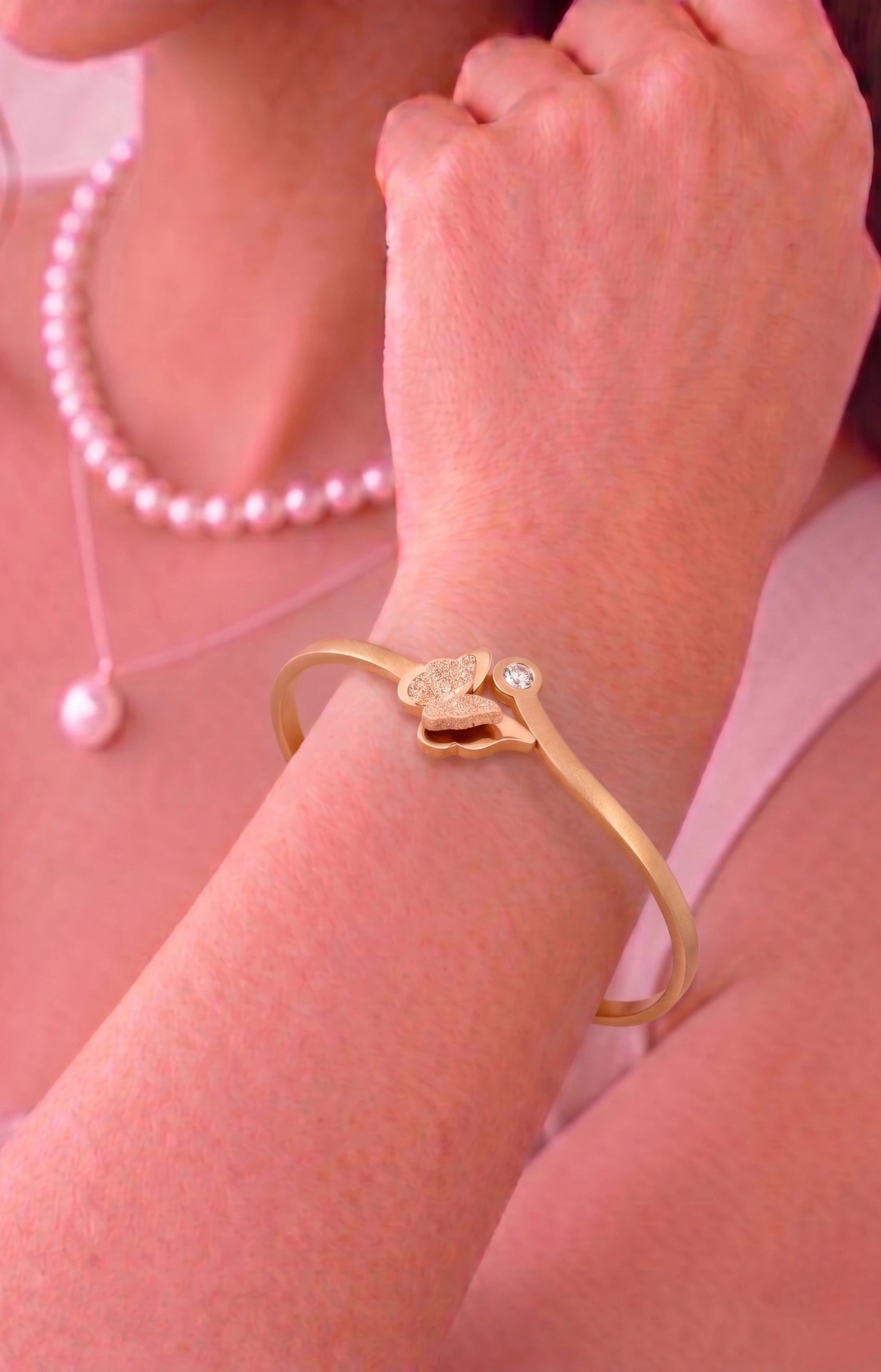 Whisper of Grace: Butterfly Charm Bangle